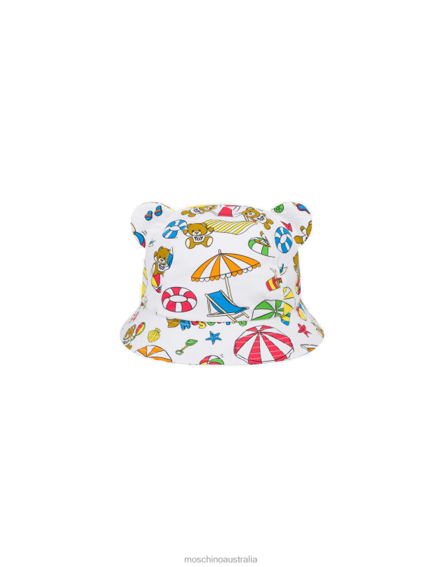 BEACH TEDDY BEAR POPLIN HAT Moschino Baby WHITE 44AA901 Accessory