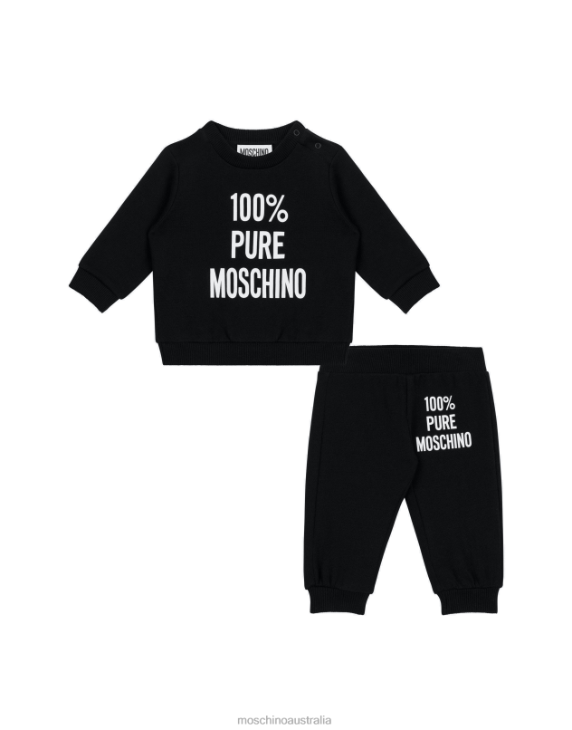100% PURE FLEECE TRACKSUIT Moschino Boy BLACK 44AA883 Clothing