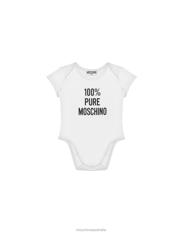 100% PURE JERSEY BODYSUIT Moschino Boy WHITE 44AA884 Clothing