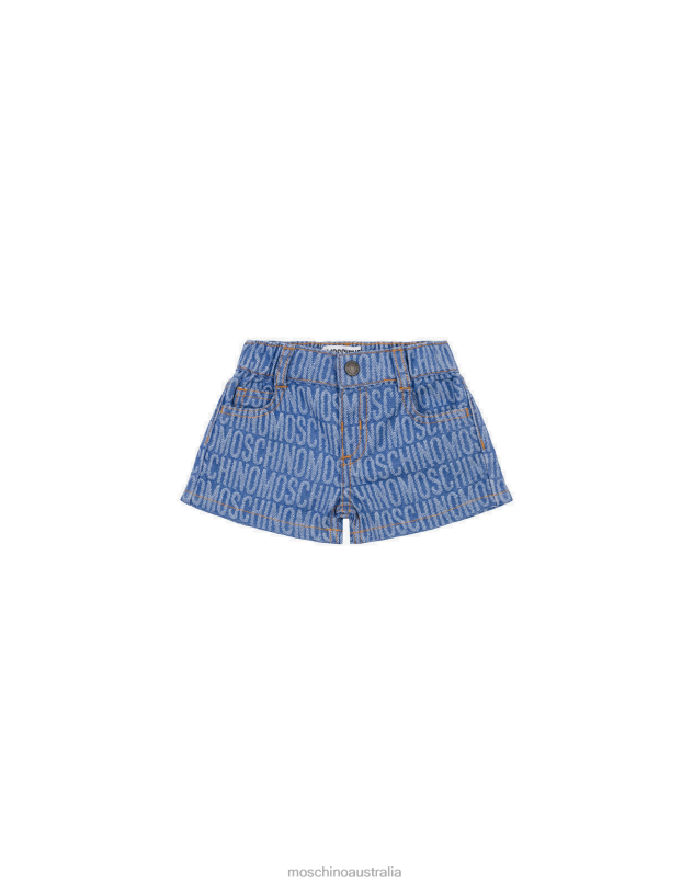 ALLOVER LOGO DENIM SHORTS Moschino Boy BLUE DENIM 44AA890 Clothing