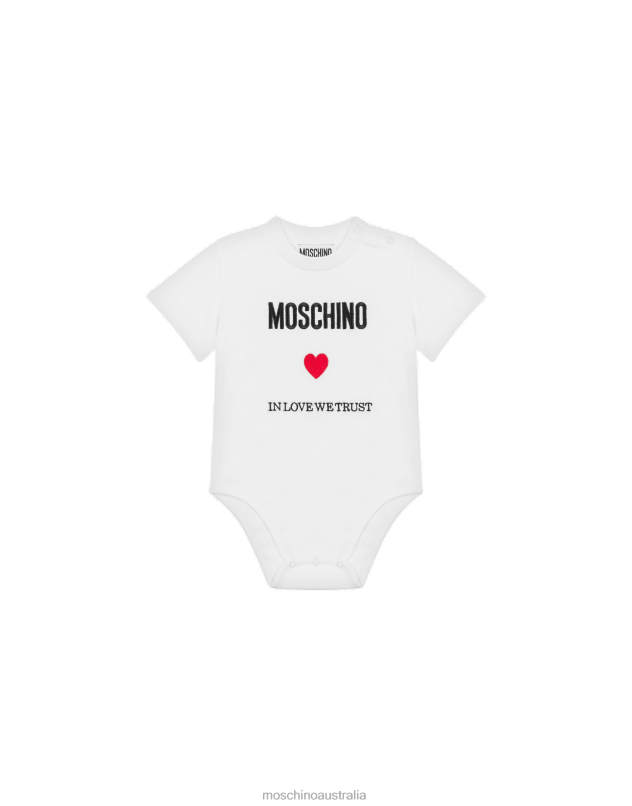 IN LOVE WE TRUST JERSEY BODYSUIT Moschino Boy WHITE 44AA885 Clothing