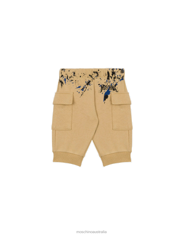SPLASHING PAINT FLEECE TROUSERS Moschino Boy BEIGE 44AA882 Clothing