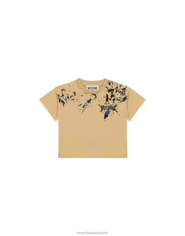SPLASHING PAINT JERSEY T-SHIRT Moschino Boy BEIGE 44AA880 Clothing