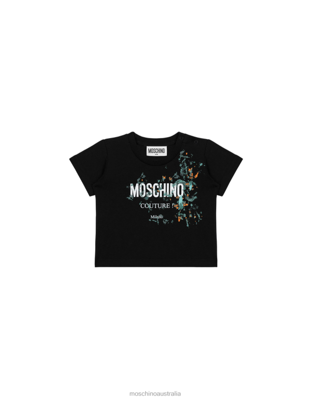 SPLASHING PAINT JERSEY T-SHIRT Moschino Boy BLACK 44AA878 Clothing