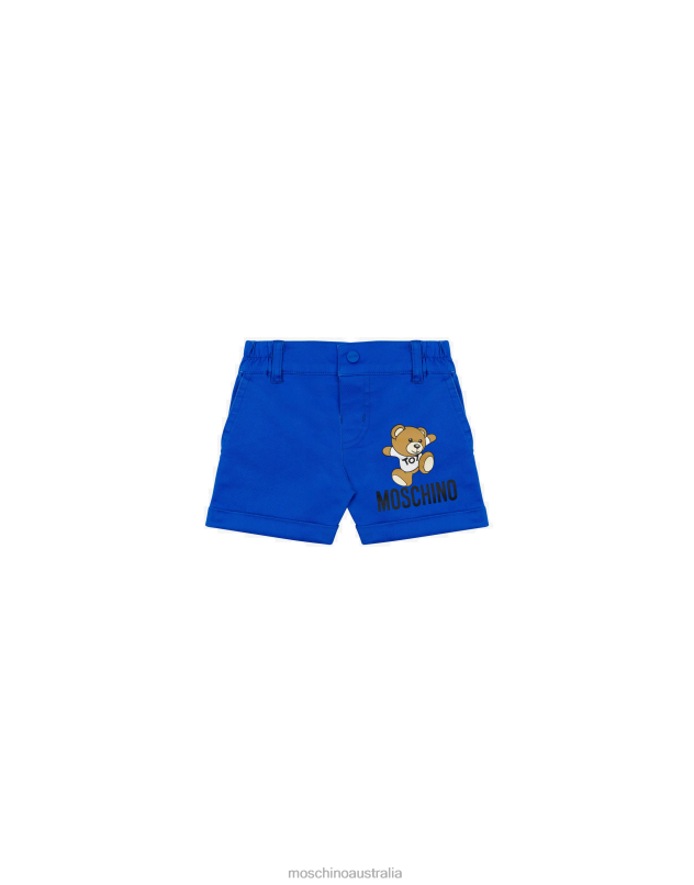 TEDDY BEAR COTTON GABARDINE SHORTS Moschino Boy ELECTRIC BLUE 44AA873 Clothing