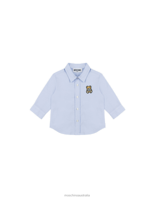TEDDY PATCH OXFORD COTTON SHIRT Moschino Boy AZURE 44AA868 Clothing