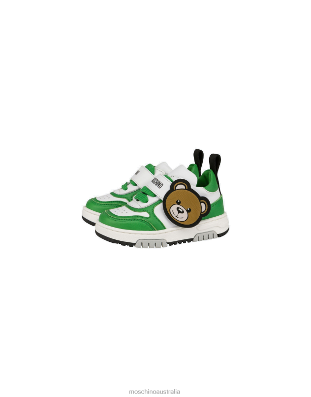 3D TEDDY PATCH CALFSKIN SNEAKERS Moschino Boy GREEN 44AA924 Footwear