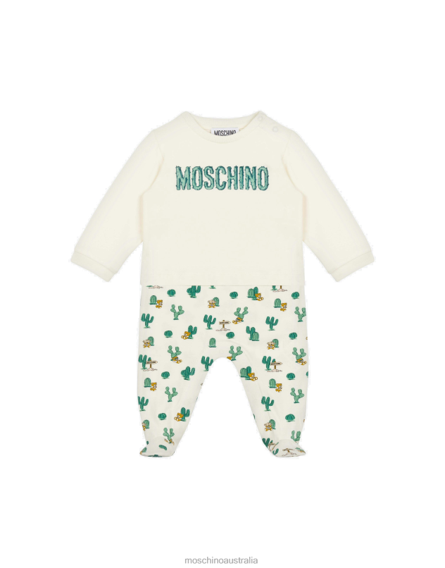 ALLOVER CACTUS JERSEY BABYGROW Moschino Girl IVORY 44AA832 Clothing