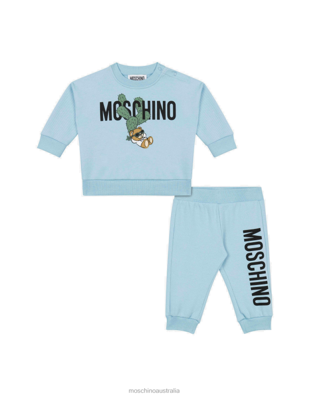 CACTUS TEDDY BEAR FLEECE TRACKSUIT Moschino Girl LIGHT BLUE 44AA834 Clothing