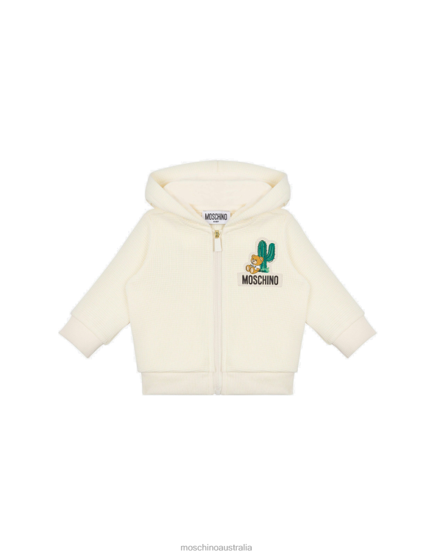 CACTUS TEDDY BEAR HOODIE Moschino Girl IVORY 44AA835 Clothing