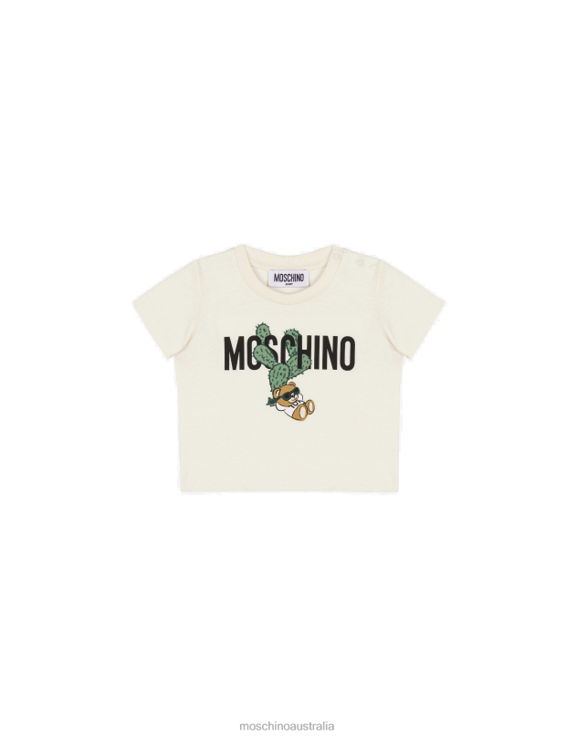 CACTUS TEDDY BEAR JERSEY T-SHIRT Moschino Girl IVORY 44AA830 Clothing