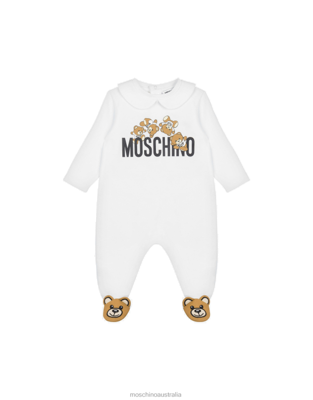 TEDDY BEAR DETAILS FLEECE BABYGROW Moschino Girl WHITE 44AA812 Clothing