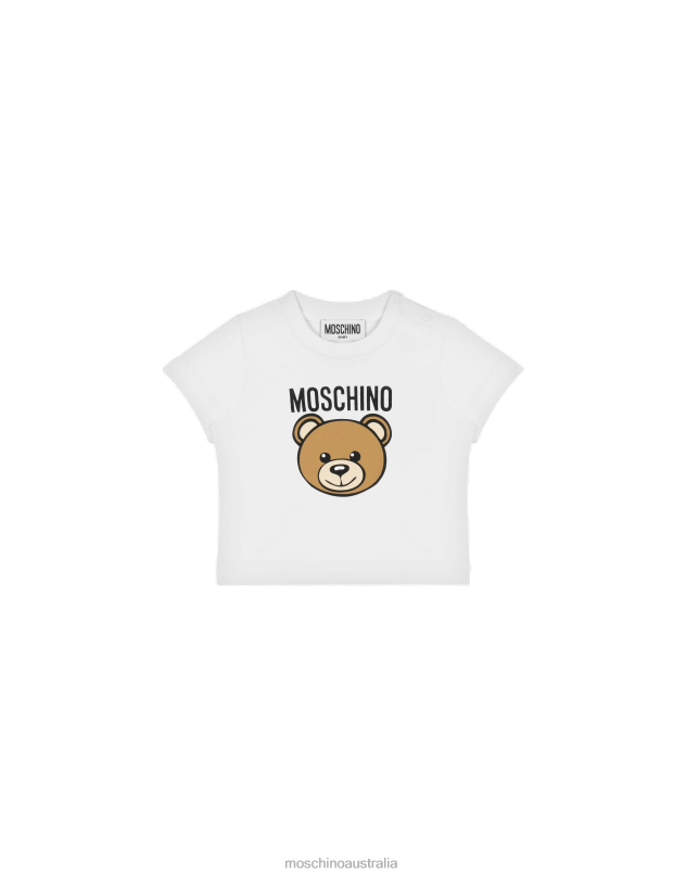 TEDDY BEAR JERSEY T-SHIRT Moschino Girl WHITE 44AA861 Clothing