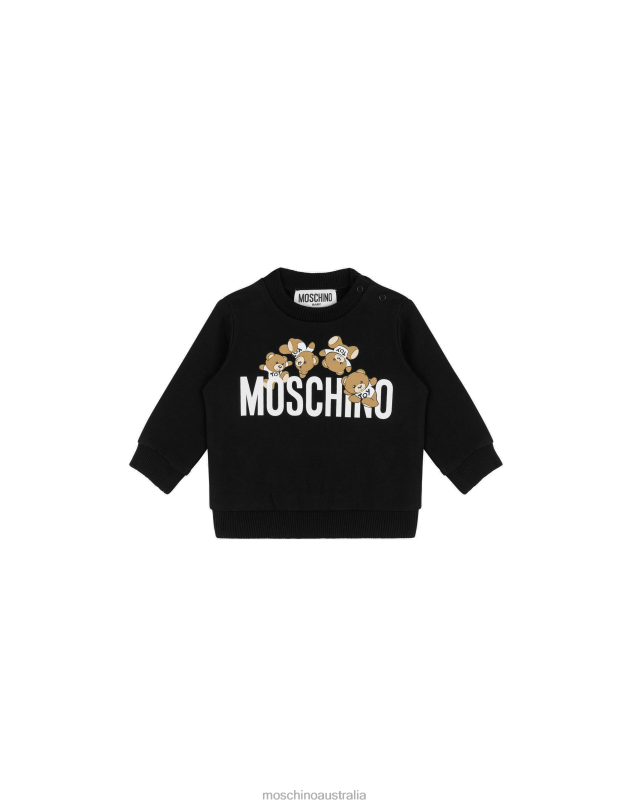 TEDDY LOGO COTTON SWEATSHIRT Moschino Girl BLACK 44AA844 Clothing