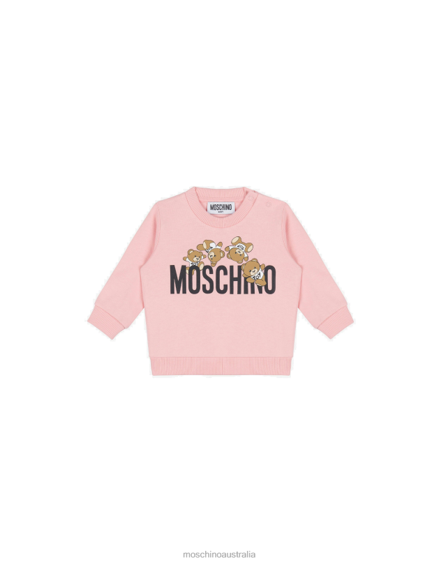 TEDDY LOGO COTTON SWEATSHIRT Moschino Girl PINK 44AA843 Clothing