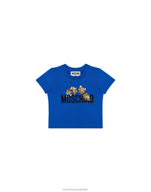 TEDDY LOGO JERSEY T-SHIRT Moschino Girl BLUE 44AA841 Clothing