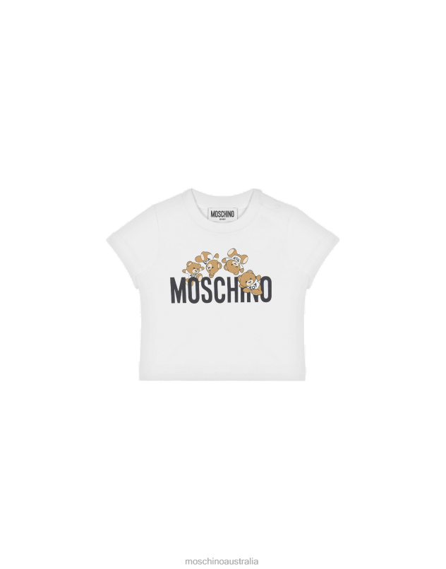 TEDDY LOGO JERSEY T-SHIRT Moschino Girl WHITE 44AA839 Clothing