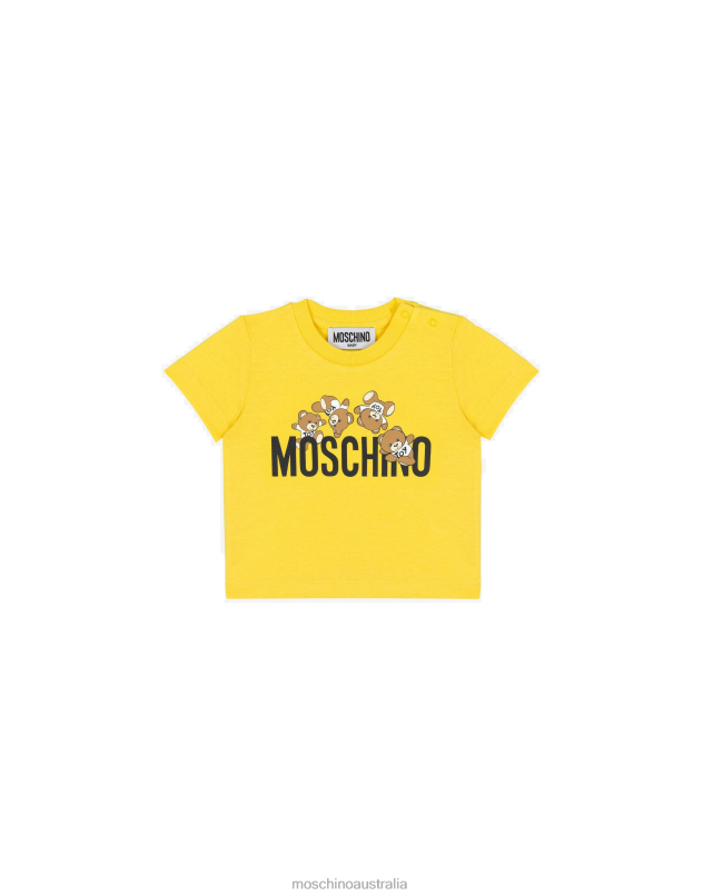 TEDDY LOGO JERSEY T-SHIRT Moschino Girl YELLOW 44AA838 Clothing