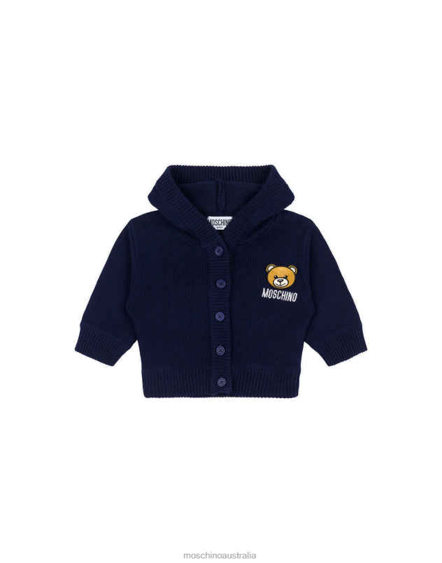 TEDDY PATCH HOODED CARDIGAN Moschino Girl BLUE NAVY 44AA847 Clothing