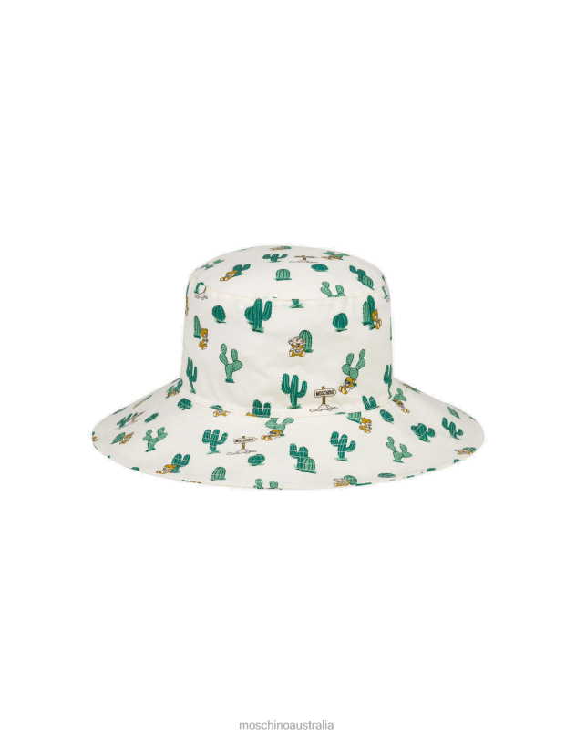 ALLOVER CACTUS POPLIN HAT Moschino Girl WHITE 44AA937 Accessory