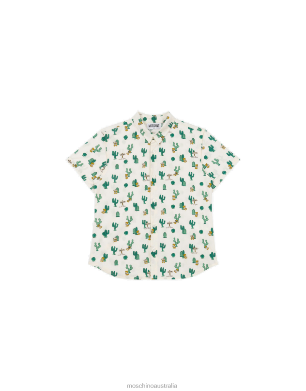 ALLOVER CACTUS POPLIN SHIRT Moschino Boy IVORY 44AA999 Clothing