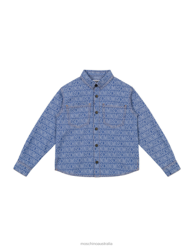 ALLOVER LOGO DENIM SHIRT Moschino Boy BLUE DENIM 44AA1013 Clothing