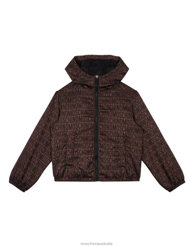 ALLOVER LOGO NYLON WINDBREAKER Moschino Boy BROWN 44AA1005 Clothing