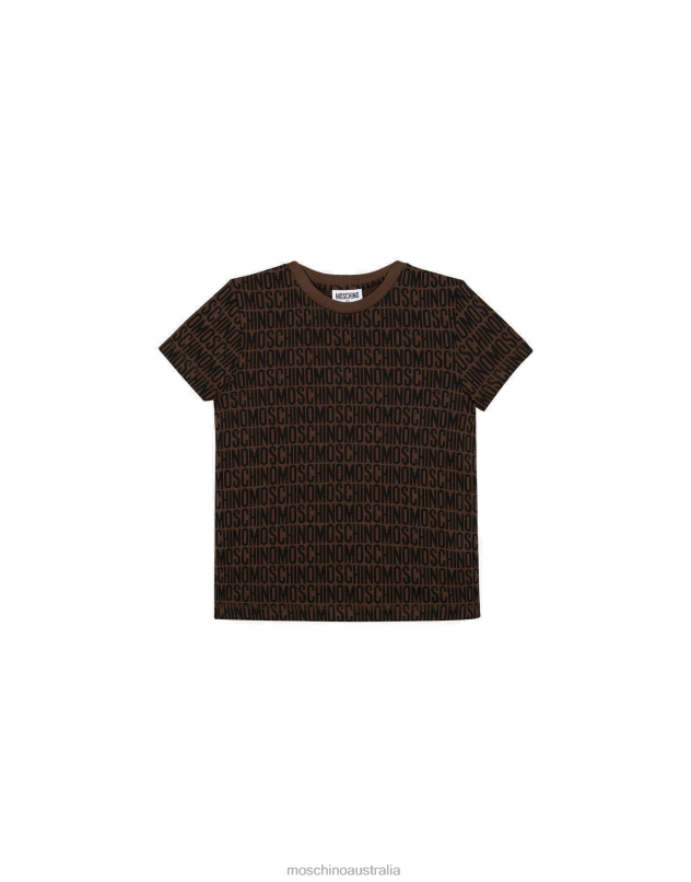 ALL-OVER LOGO JERSEY T-SHIRT Moschino Boy BROWN 44AA1008 Clothing