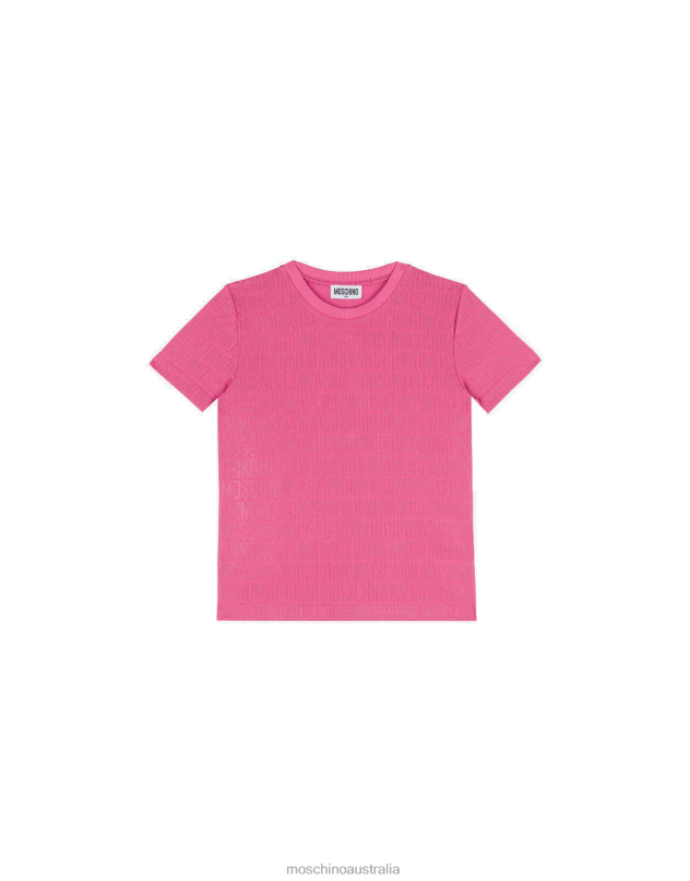 ALL-OVER LOGO JERSEY T-SHIRT Moschino Boy FUCHSIA 44AA1007 Clothing
