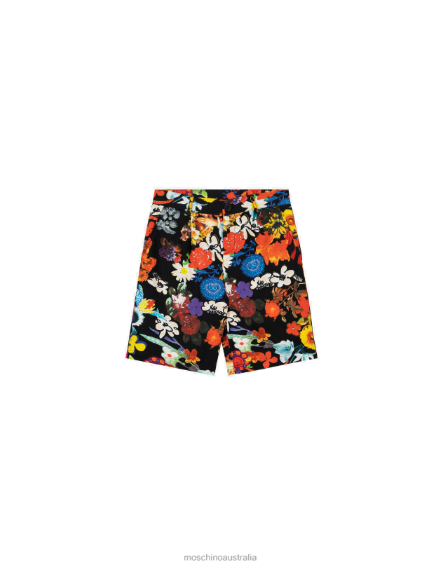FLOWERS PRINT POPLIN BERMUDA SHORTS Moschino Boy MULTICOLOURED 44AA998 Clothing