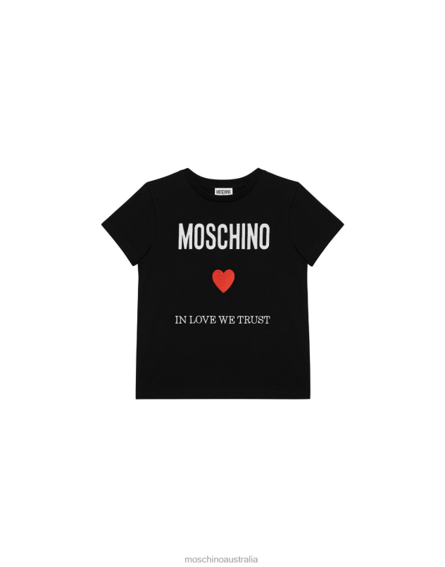 IN LOVE WE TRUST JERSEY T-SHIRT Moschino Boy BLACK 44AA1003 Clothing