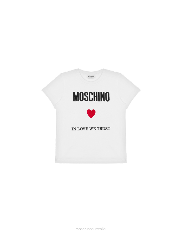 IN LOVE WE TRUST JERSEY T-SHIRT Moschino Boy WHITE 44AA1004 Clothing