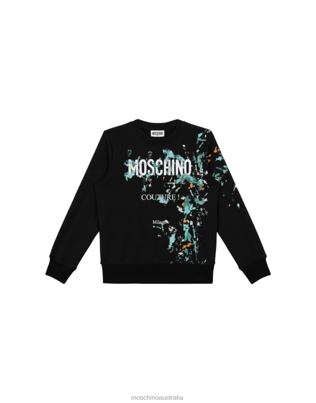 SPLASHING PAINT COTTON SWEATSHIRT Moschino Boy BLACK 44AA995 Clothing