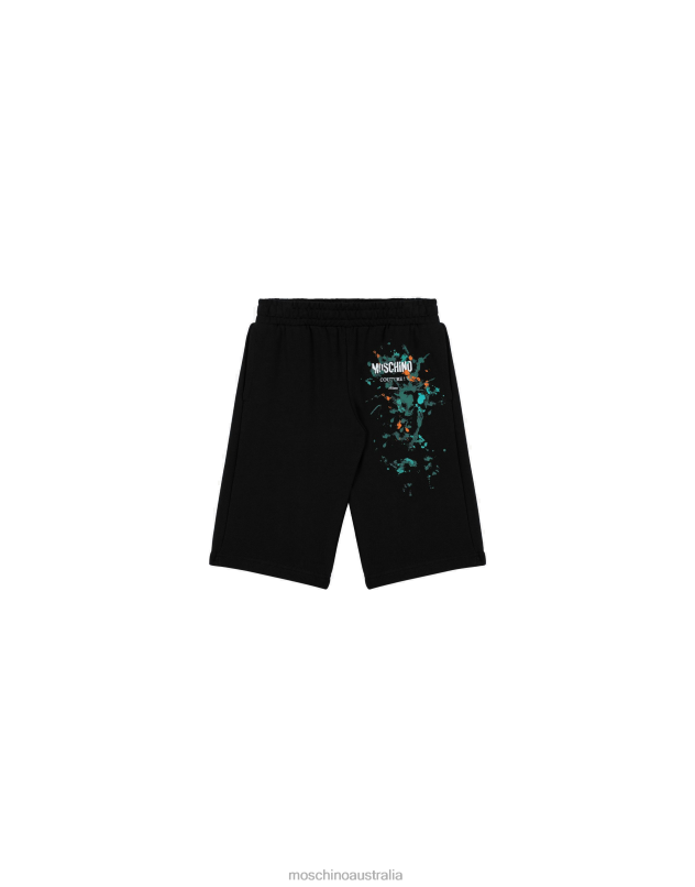 SPLASHING PAINT FLEECE SHORTS Moschino Boy BLACK 44AA996 Clothing