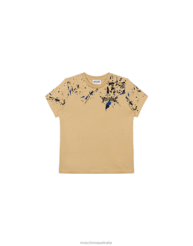 SPLASHING PAINT JERSEY T-SHIRT Moschino Boy BEIGE 44AA993 Clothing