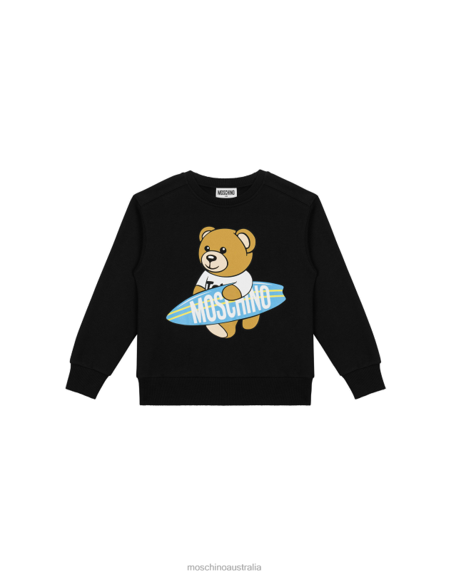 SURFER TEDDY BEAR COTTON SWEATSHIRT Moschino Boy BLACK 44AA1015 Clothing