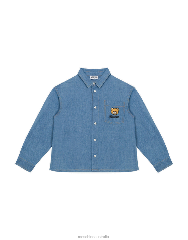 TEDDY PATCH CHAMBRAY SHIRT Moschino Boy BLUE DENIM 44AA990 Clothing