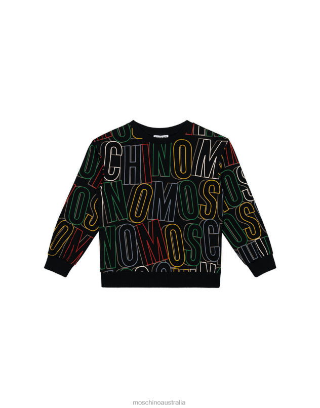 ALLOVER MAXI LOGO COTTON SWEATSHIRT Moschino Girl BLACK 44AA958 Clothing