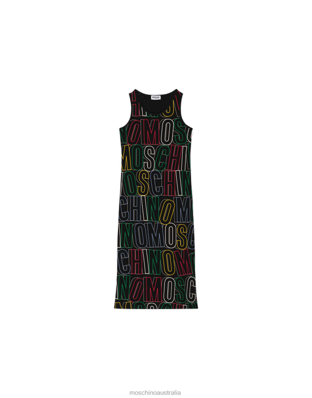 ALLOVER MAXI LOGO JERSEY DRESS Moschino Girl BLACK 44AA959 Clothing
