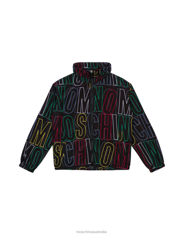 ALLOVER MAXI LOGO NYLON WINDBREAKER Moschino Girl BLACK 44AA957 Clothing