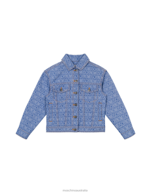 ALL-OVER LOGO DENIM JACKET Moschino Girl BLUE DENIM 44AA964 Clothing