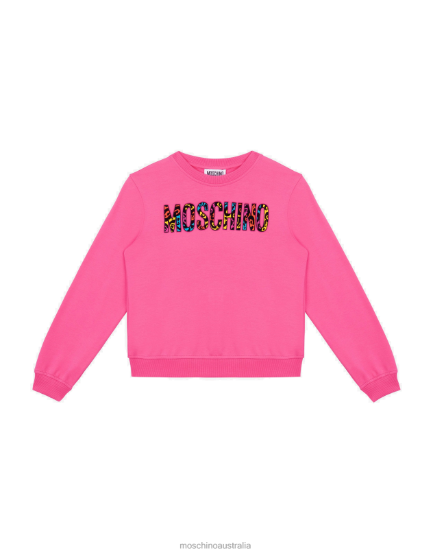 ANIMALIER LOGO COTTON SWEATSHIRT Moschino Girl FUCHSIA 44AA971 Clothing