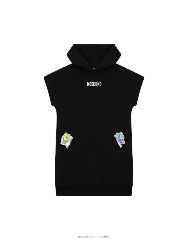 CHINESE NEW YEAR FLEECE DRESS Moschino Girl BLACK 44AA956 Clothing