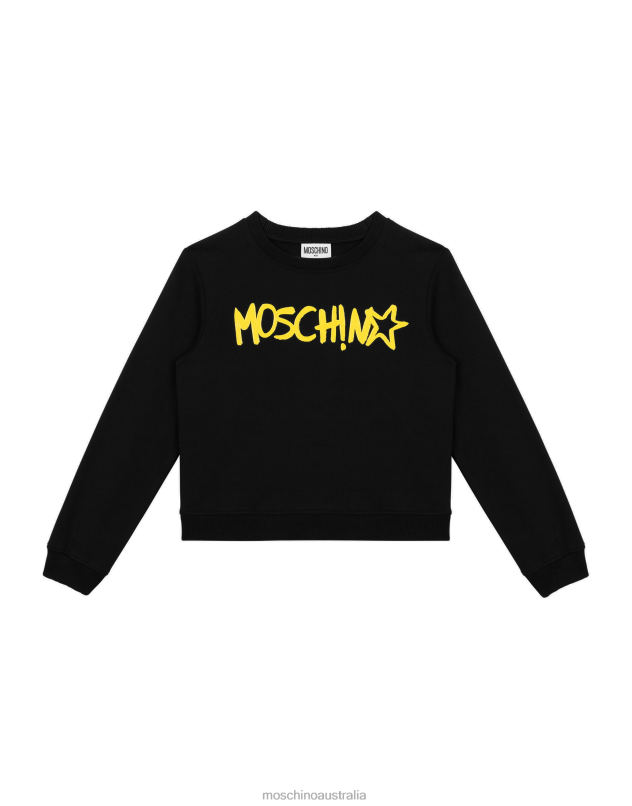 GRAFFITI LOGO COTTON SWEATSHIRT Moschino Girl BLACK 44AA949 Clothing