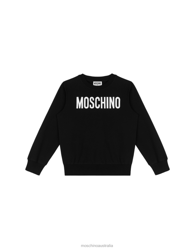 LOGO PRINT COTTON SWEATSHIRT Moschino Girl BLACK 44AA960 Clothing