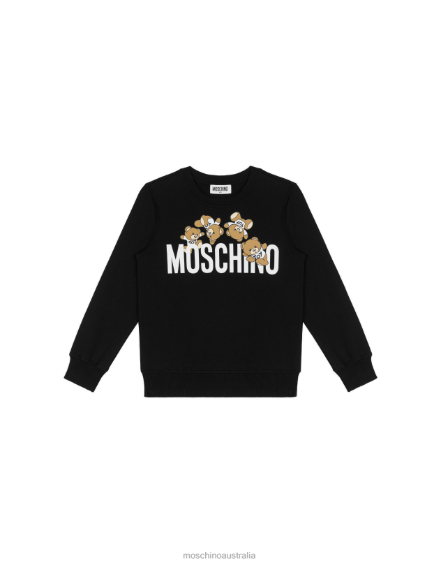 TEDDY LOGO COTTON SWEATSHIRT Moschino Girl BLACK 44AA945 Clothing