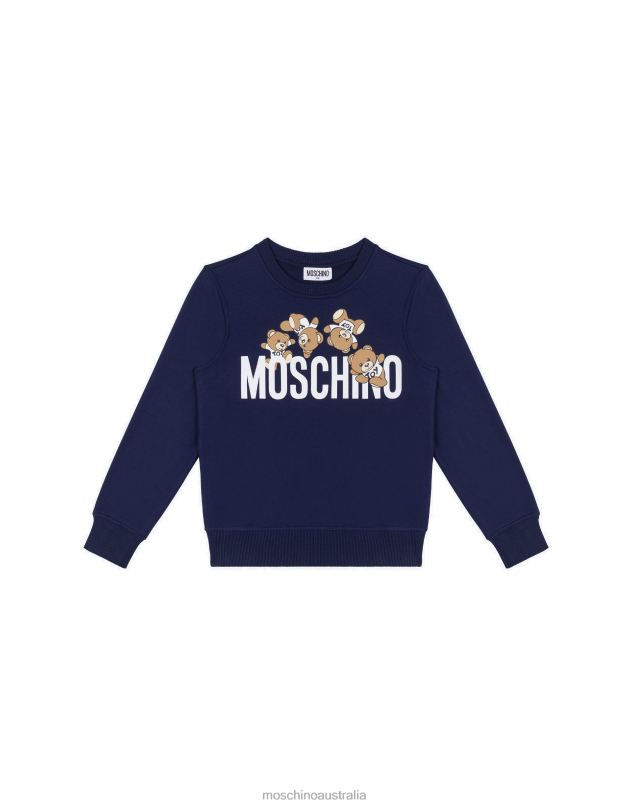 TEDDY LOGO COTTON SWEATSHIRT Moschino Girl BLUE 44AA946 Clothing