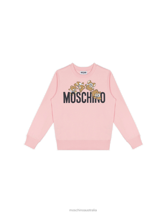 TEDDY LOGO COTTON SWEATSHIRT Moschino Girl PINK 44AA944 Clothing