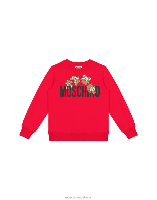 TEDDY LOGO COTTON SWEATSHIRT Moschino Girl RED 44AA943 Clothing