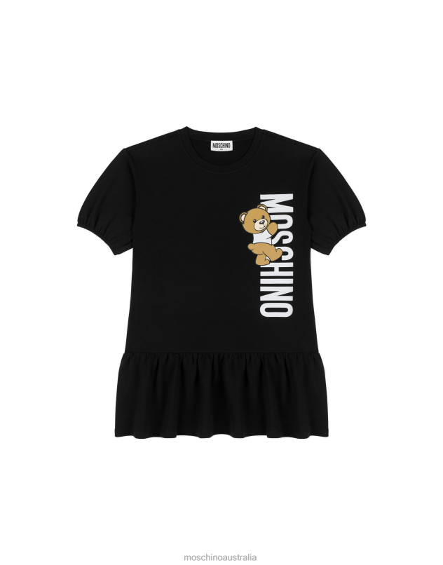 TEDDY LOGO FLEECE DRESS Moschino Girl BLACK 44AA942 Clothing